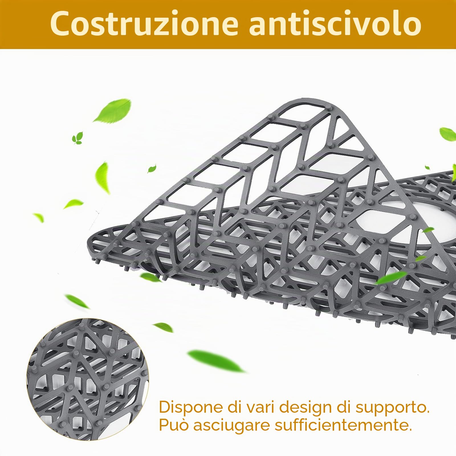 Tappetino in silicone per lavello da cucina, antiscivolo e ottimizzato per lo scolo, ideale per proteggere il fondo del lavandino e mantenere l'ordine in cucina (66cm x 35cm)