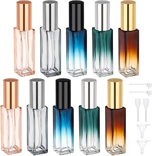 Segbeauty 0.34oz Travel Perfume Bottle Refillable, 10pcs Perfume Glass Spray Bottles, 10ml Mini Travel Atomizer Sprayer, Empty Press Pump Bottles, Cologne Atomizer with Dispenser Transfer Tool Set