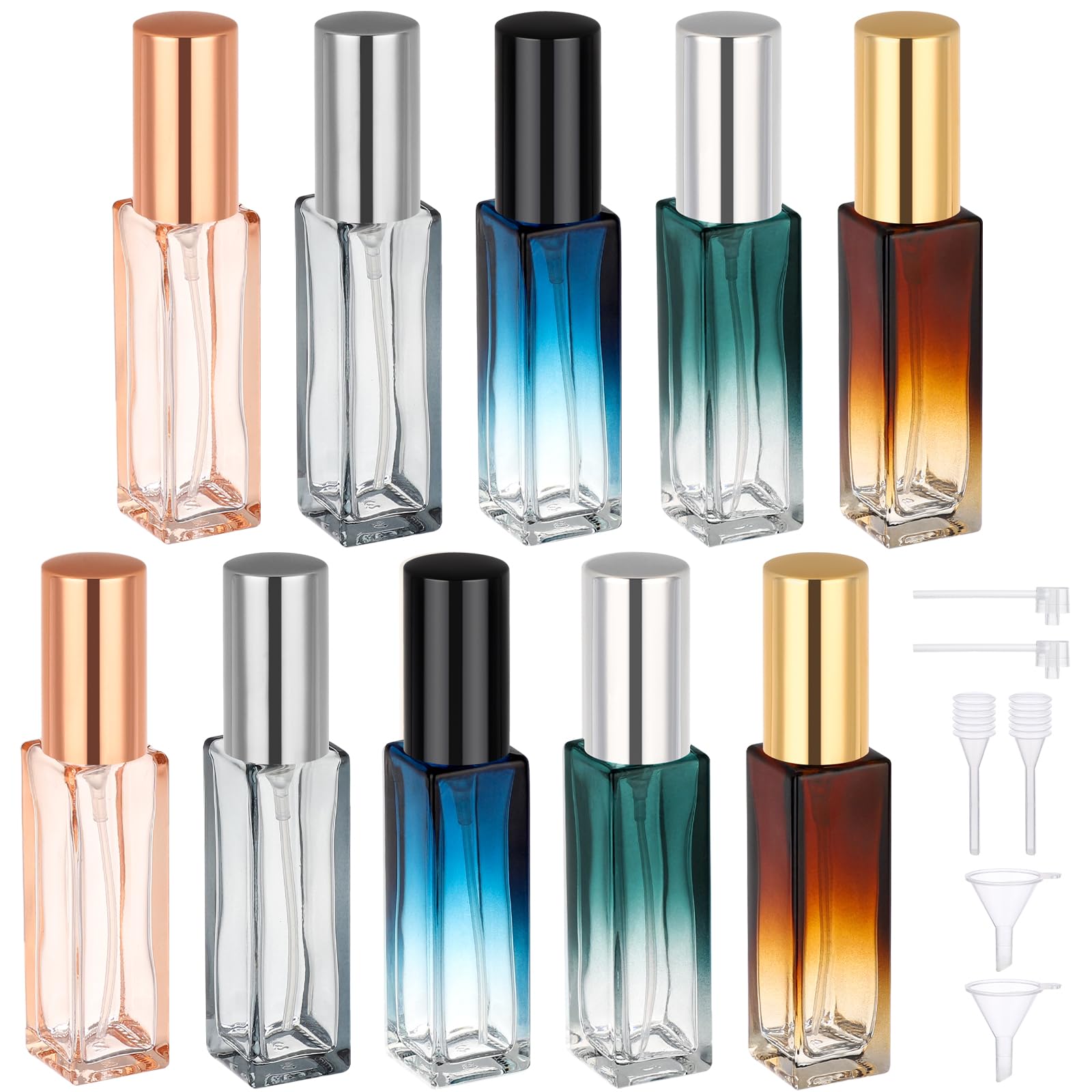 Segbeauty 0.34oz Travel Perfume Bottle Refillable, 10pcs Perfume Glass Spray Bottles, 10ml Mini Travel Atomizer Sprayer, Empty Press Pump Bottles,
