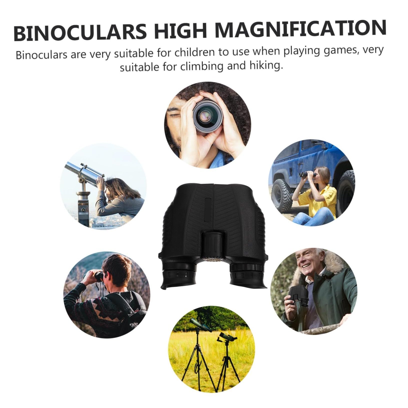 Tofficu Binocolo Compatto 12x25 Nero in Gomma Grande Oculare e Vista Larga per Concerti e Birdwatching, Resistente All'acqua e Comodo da Usare