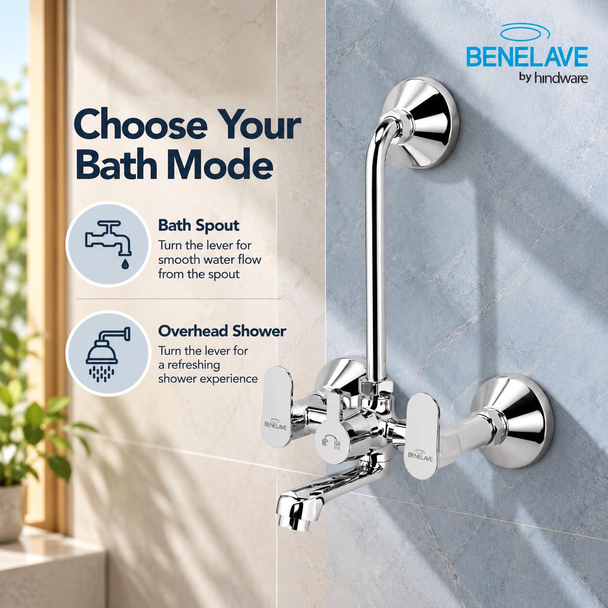 Hindware Benelave Wall Mixer - Chrome Finish -5