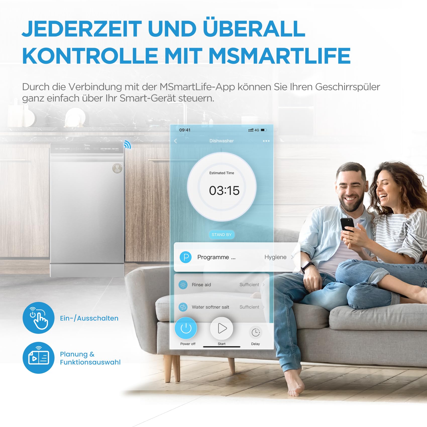 Midea Geschirrspüler Freistehend 45 cm 10 Maßgedecke MDWEF1034DSS-WE Aqua-Stopp Silber Energieklasse C