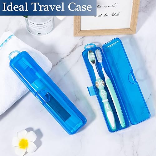 Miniatura 9 de Paquete de 2 fundas de viaje para cepillos de dientes, color azul oscuro transparente, soporte para cepillos de dientes, tamaño de viaje, contenedor