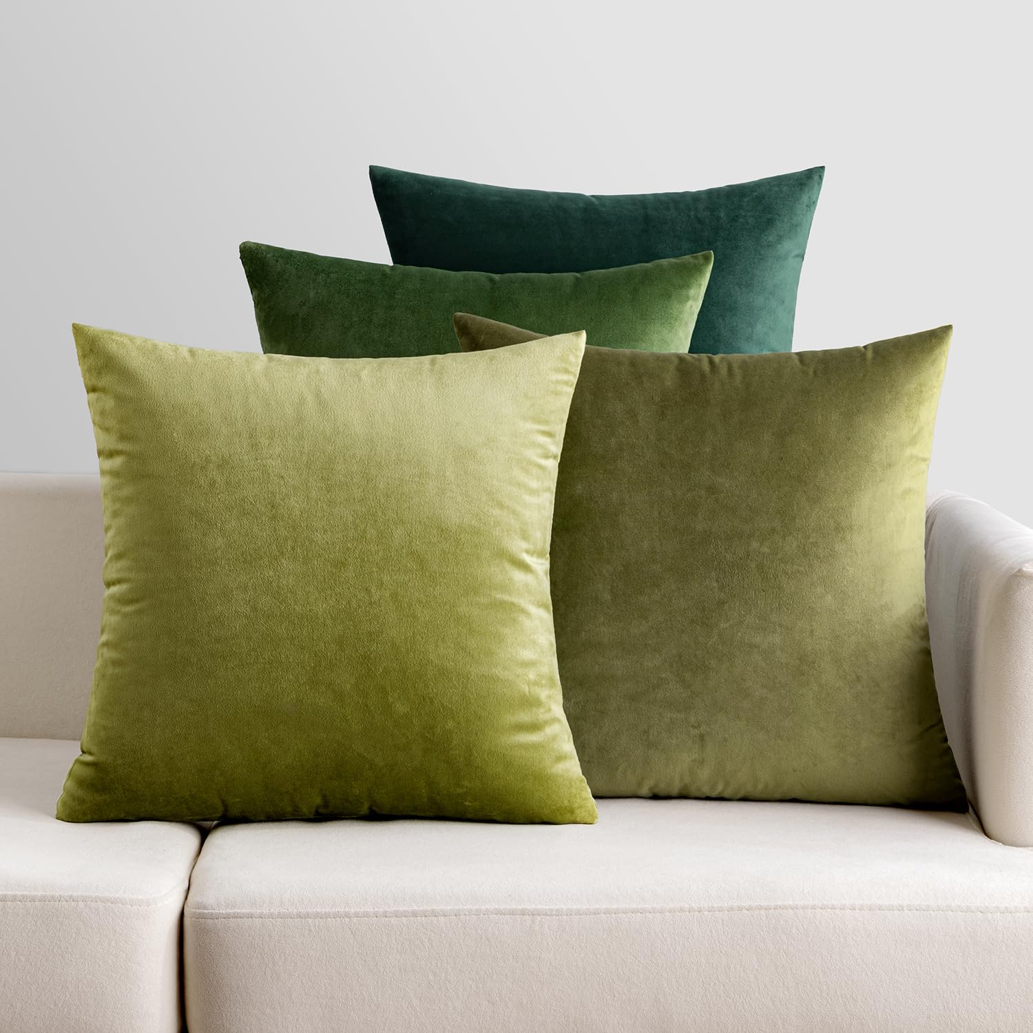 Taie d'oreiller en velours décoratif EMEMA 50x50 cm housses de coussin canapé maison lot de 4