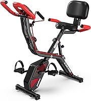 pooboo X-Bike Folding Exercise Bike: 4-in-1 Upright/Recumbent Magnetic Stationary Bike, 8-Level Resistance, 300 lbs Capacity, Home Gym Workout