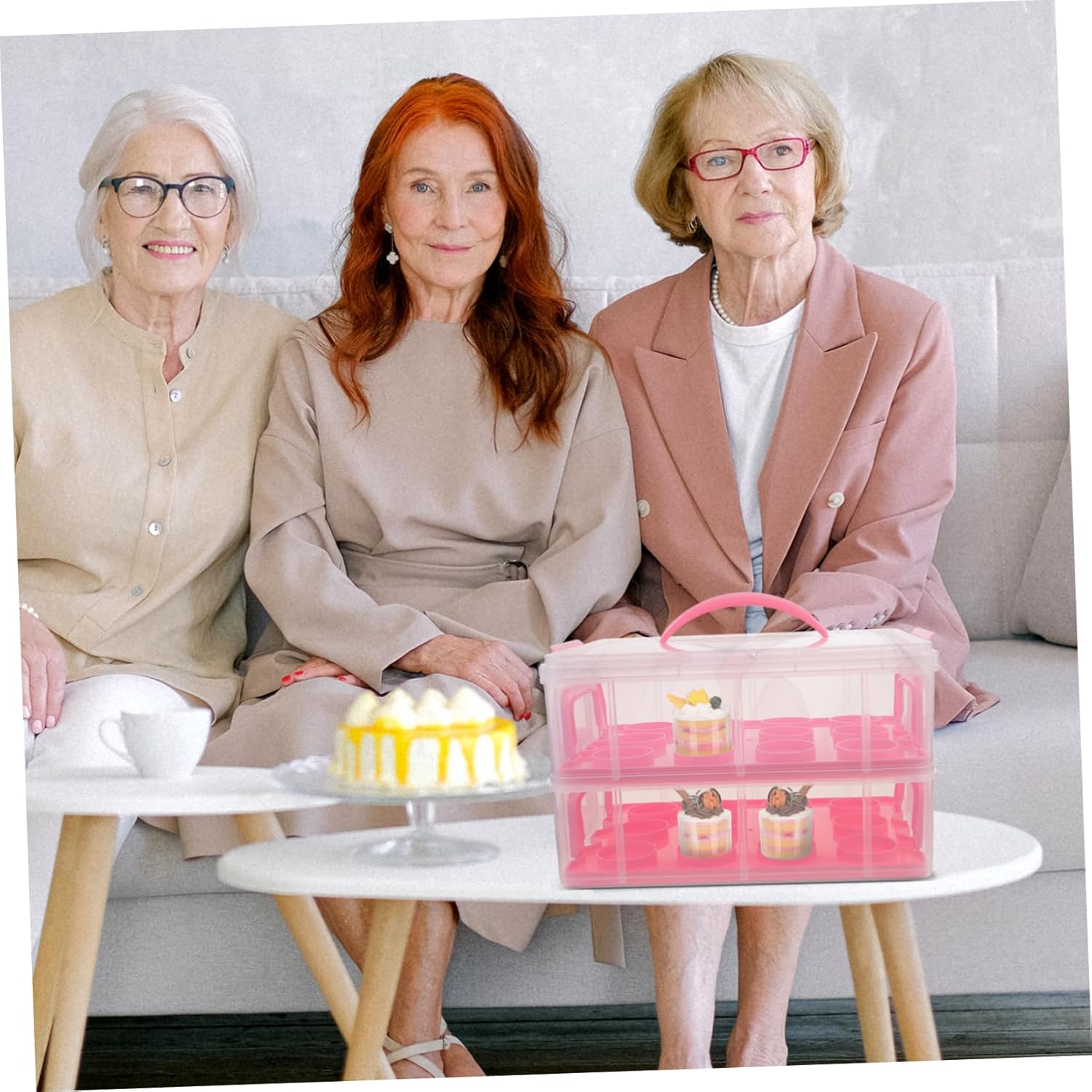 Transport Multi-layer Cupcake Carrier Box Handle for Muffins Desserts Food-grade for Parties and Events Storage