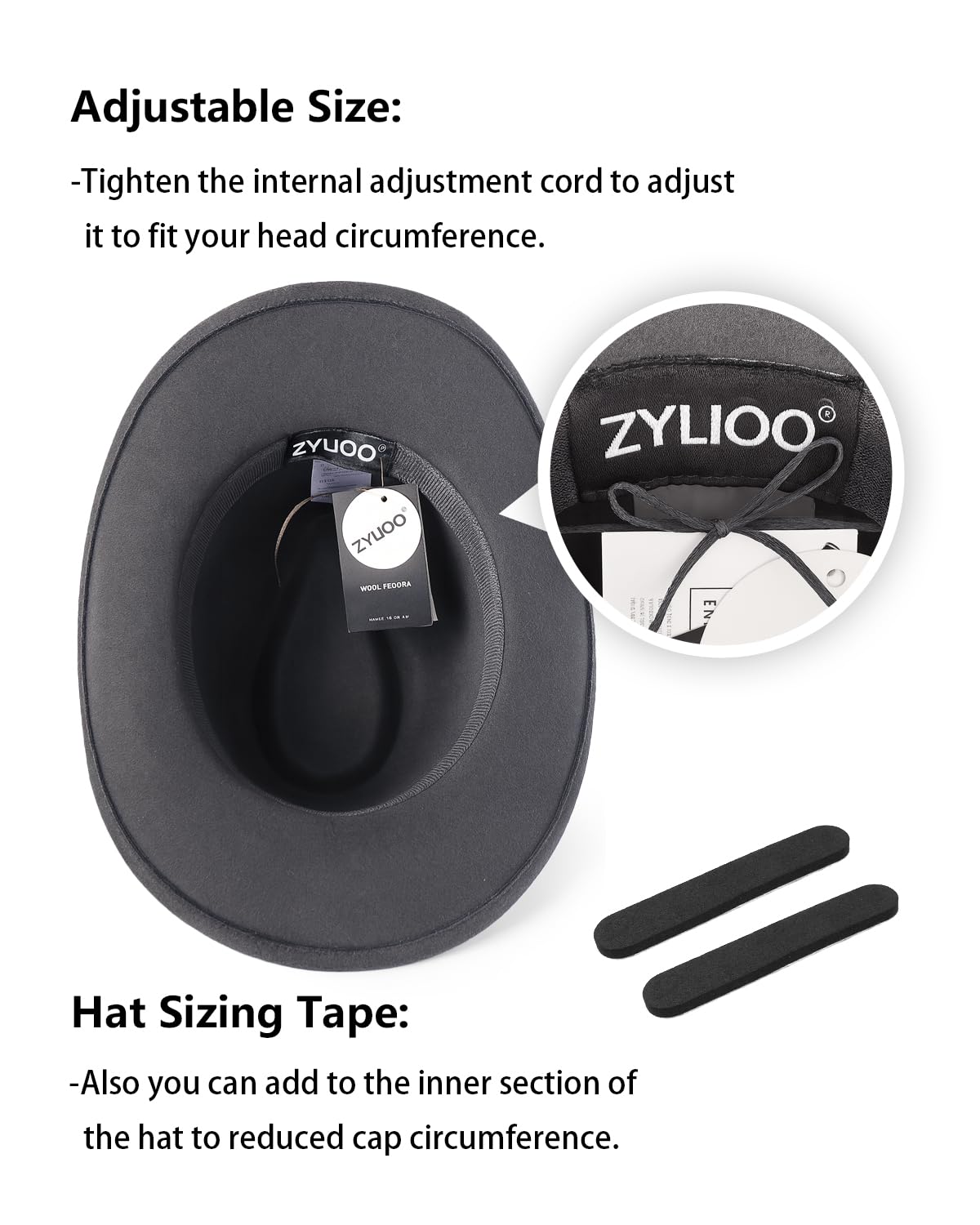 Zylioo S/M/L/XL/XXL Chapeau Cowboy Western en Feutre pour Grande ou Petite Tête, Chapeau Fedora à Large Bord avec Boucle, Chapeau Panama Homme Femme Élégant Style Classique Été Automne