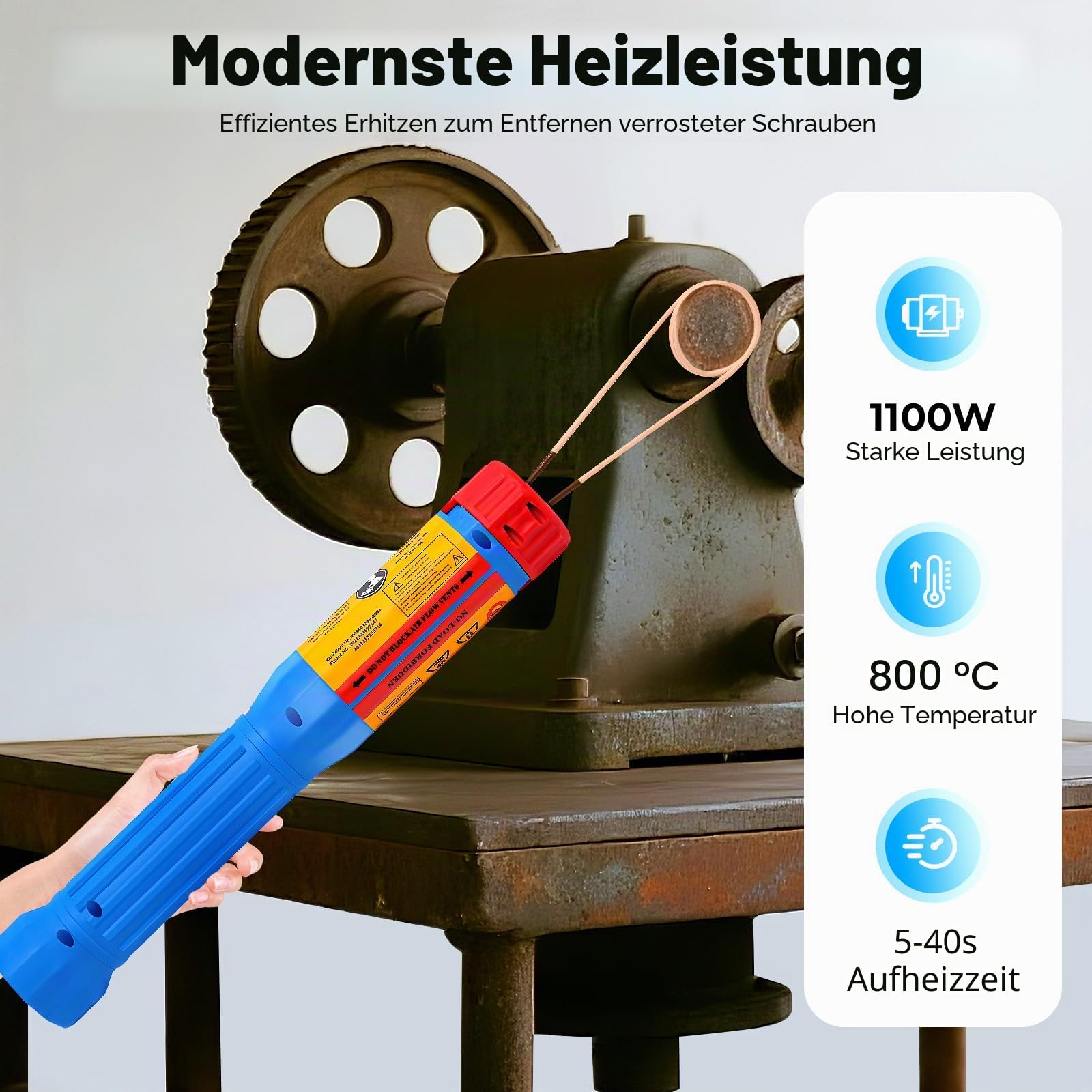Magnetisches Induktionsheizgerät-Set 1100W, Induktion Schraubenlöser Mit 8 Induktionsspulen, Induktionsheizer Induktionsheizung Kfz Zum Entfernen Von Bolzen Und Muttern