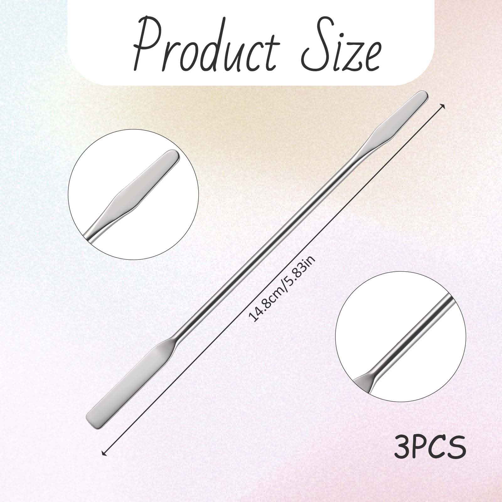 3 Pcs Small Metal Spatula, Lab Spatula, Double Ended Micro Spatula, Stainless Steel Mini Spatula, Square/Round End Spatula, Makeup Spatula Tool for Mixing Cosmetics