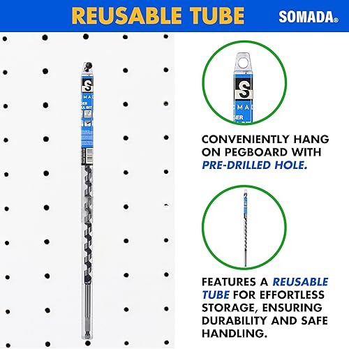 Miniatura 6 de SOMADA Broca de taladro de 34 pulgadas x 17 pulgadas para madera, vástago hexagonal de 38 pulgadas, broca larga para madera blanda y dura, plástico,