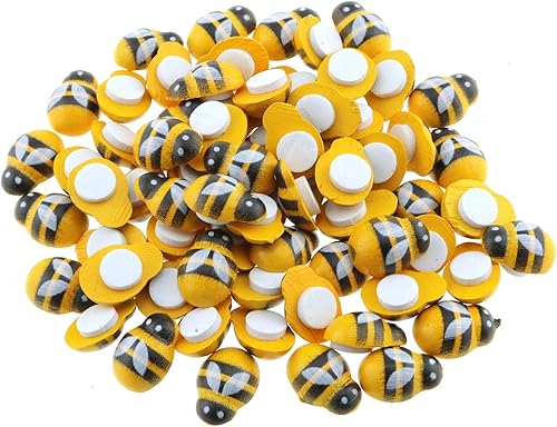 Miniatura 1 de E-outstanding Woode Bumble - 100 calcomanías autoadhesivas 3D de abejas de madera pequeñas de 0.354 x 0.512 in para decoración de tarjetas, álbumes