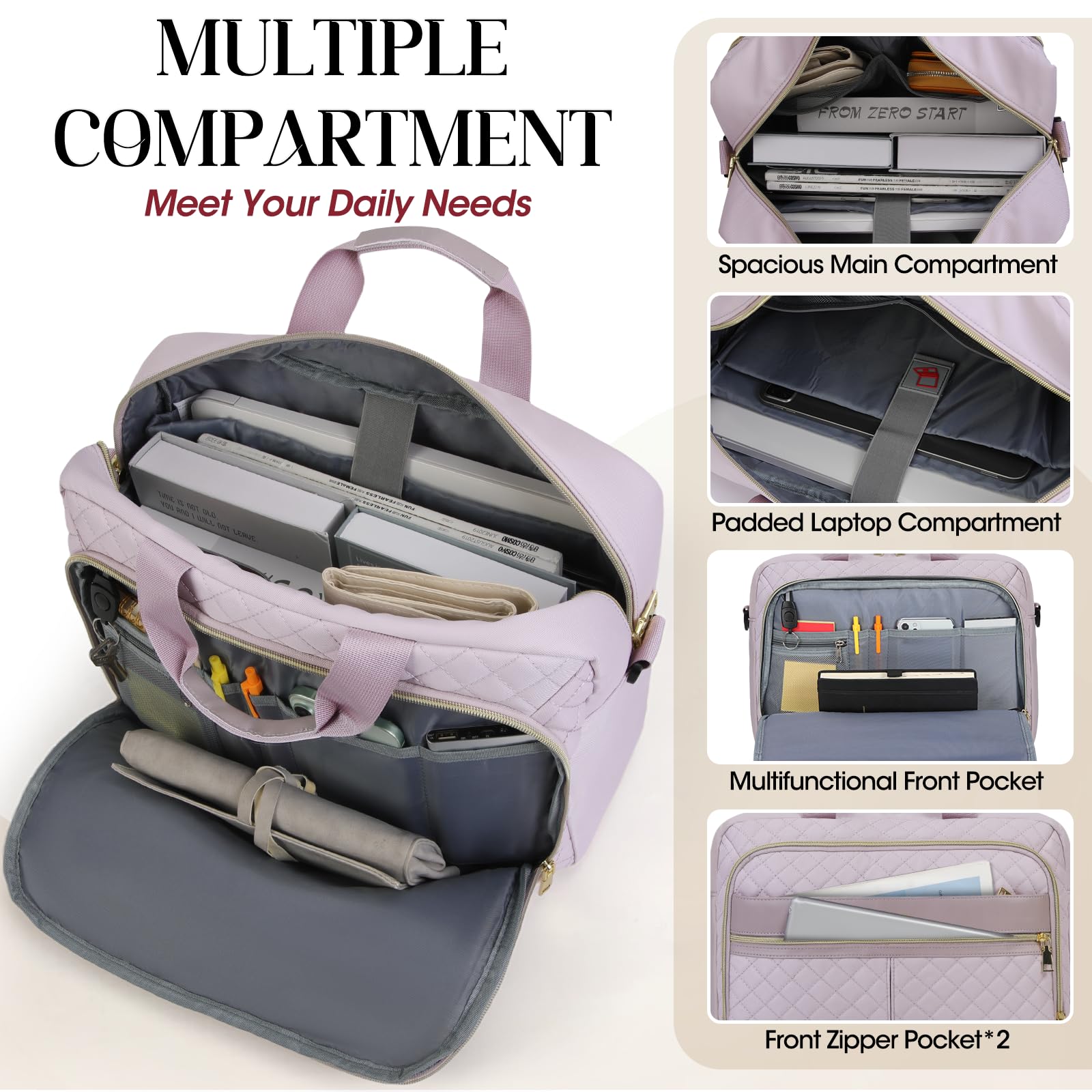 IGOLUMON Borsa per computer portatile da donna 17,3 pollici, impermeabile, per computer portatile, borsa da lavoro, borsa a tracolla