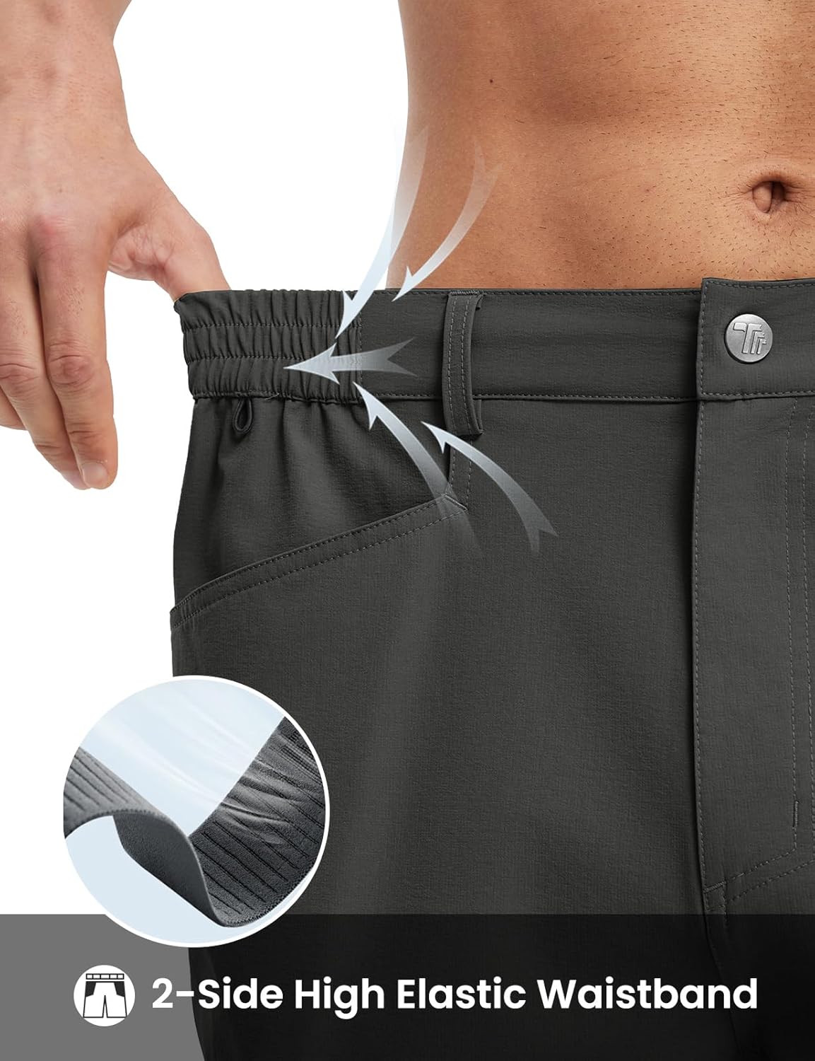 Rdruko Men's Golf Shorts, 9" Elastic Waist 4 Pockets Lightweight Quick Dry Stretch Casual Flat Front Dress Work Hiking Cargo