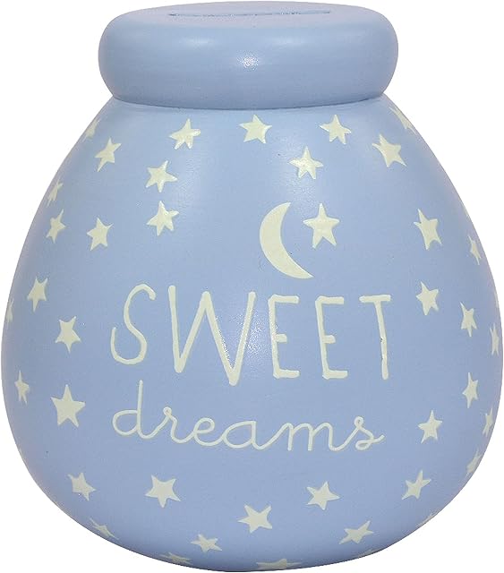 Pot Of Dreams Money Sweet Dreams Fund Box | Break to Open Piggy Savings Bank Pot for Nursery Room Decor | Functional Birthday Idea | Ceramic | Light Blue, One Size