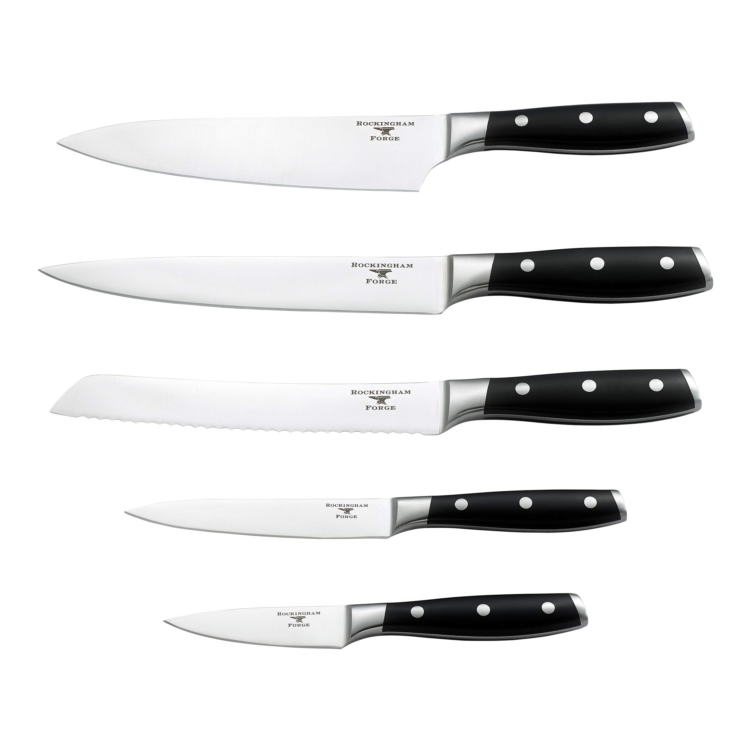 Rockingham Forge Set di coltelli da 6 pezzi 5 coltelli da cucina professionali e 1 ceppo in legno massiccio RF-7090/6B