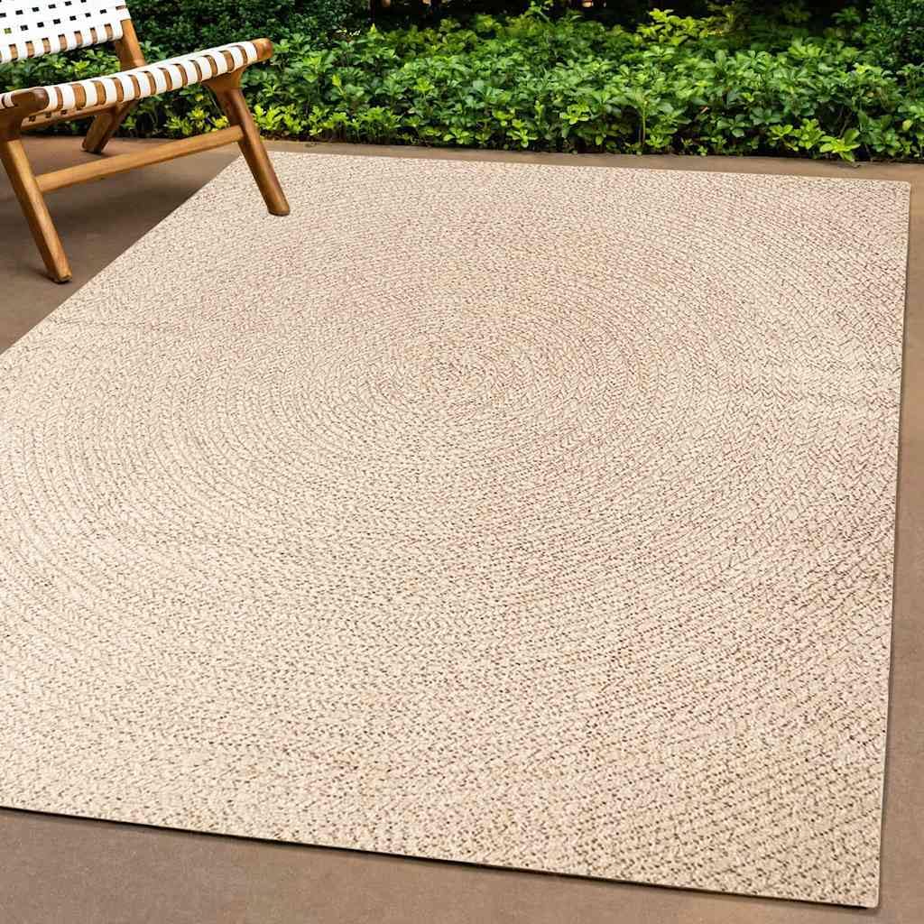 Alfombra para exteriores (120 x 170 cm, polipropileno, con aspecto de yute, resistente a los rayos UV, para balcón, sala de estar, luz y resistente, para sala de estar, terraza, jardín