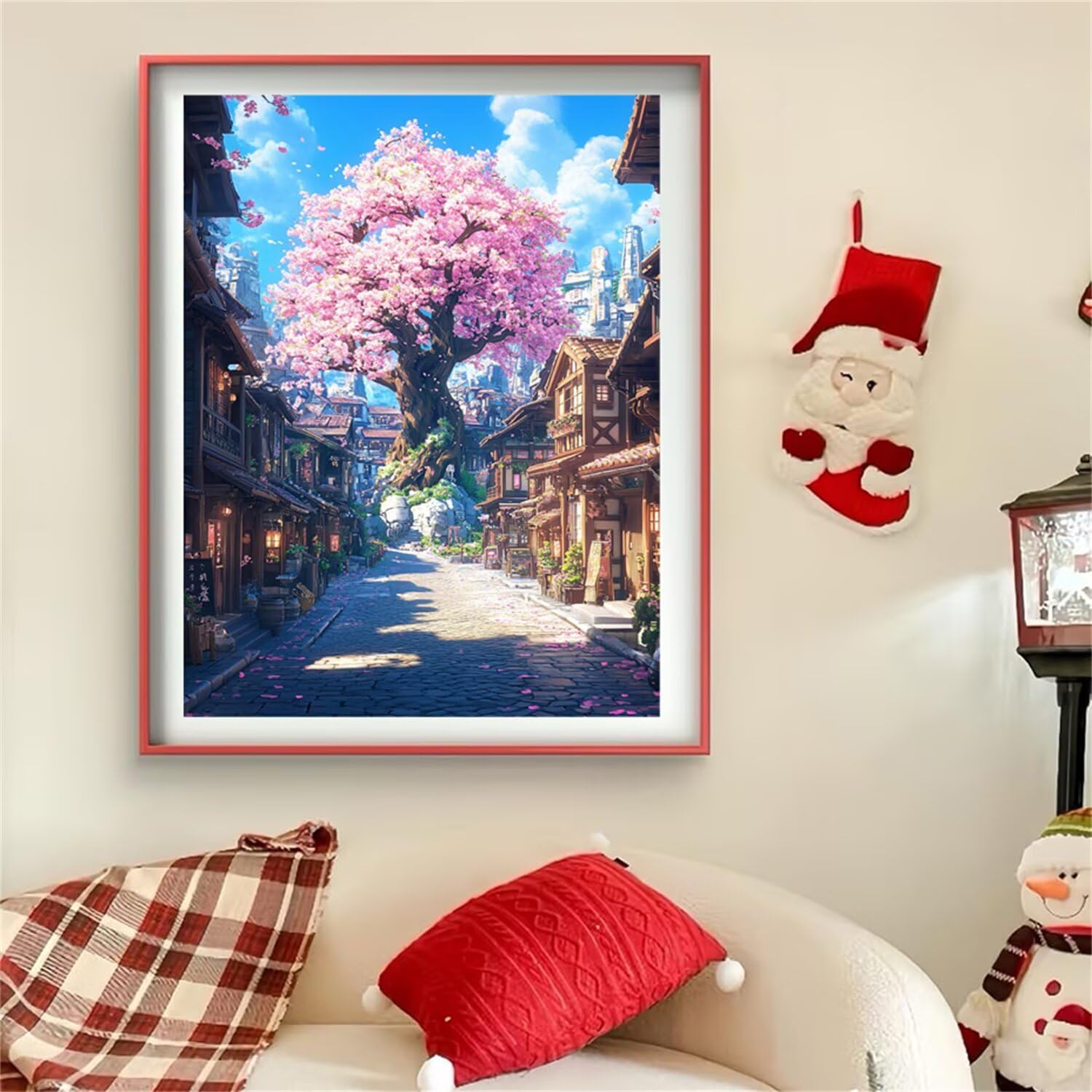 Malowanie diamentami 5D, drzewo do malowania diamentami, dla dorosłych, motyw ulicy, kwadratowe, mozaika, zestaw do majsterkowania, do relaksu i dekoracji ściennej, do salonu, 60 x 180 cm, J0-85