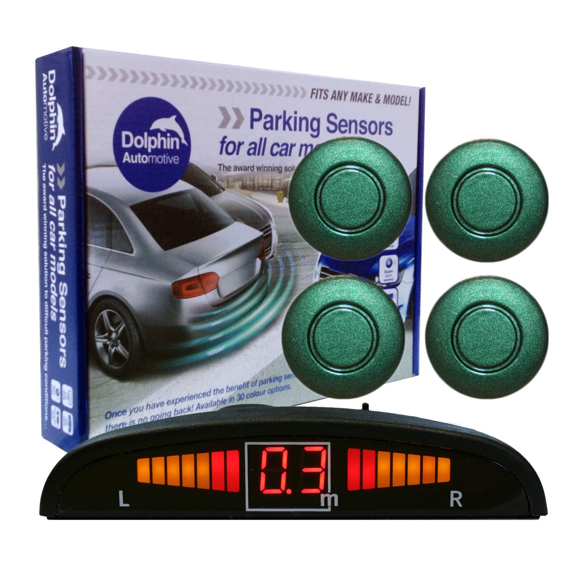 Dolphin Automotive DPS450 Reverse Parking Sensors In 32 Colours 4 Ultrasonic Radar Sensors Kit Audio & Display Alert System - Matt Black — view 12