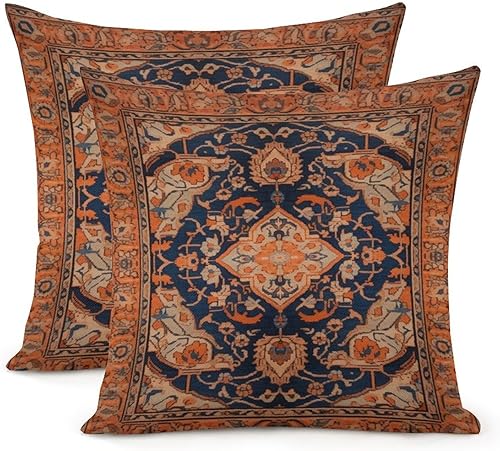 Miniatura 1 de Traditional Persian Throw Pillow Cover Set of 2 Chinoiserie Cushion Cases 20x20in Decorative Pillow Home Cotton Linen Elegant Pillow Cover for Home