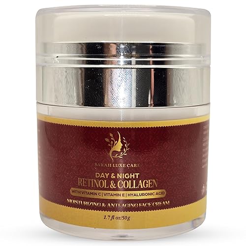 Crema de retinol y colágeno para cara, hidratante antienvejecimiento con ácido hialurónico, crema hidratante de díanoche para mujeres y hombres,