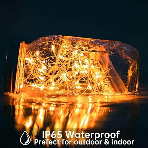 Miniatura 3 de Paquete de 16 30 luces LED de hadas a pilas, 10 pies, impermeables, parpadeantes, luces de tarro de masón, luces de alambre plateado, luces de