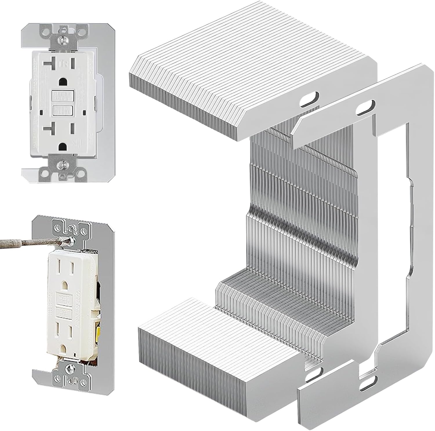 Wall Plate Spacer, 36 Pcs Outlet Spacers for Electrical Box, Metal Flush Fit Device Leveling Plates, Electrical Box Outlet Spacers Shims