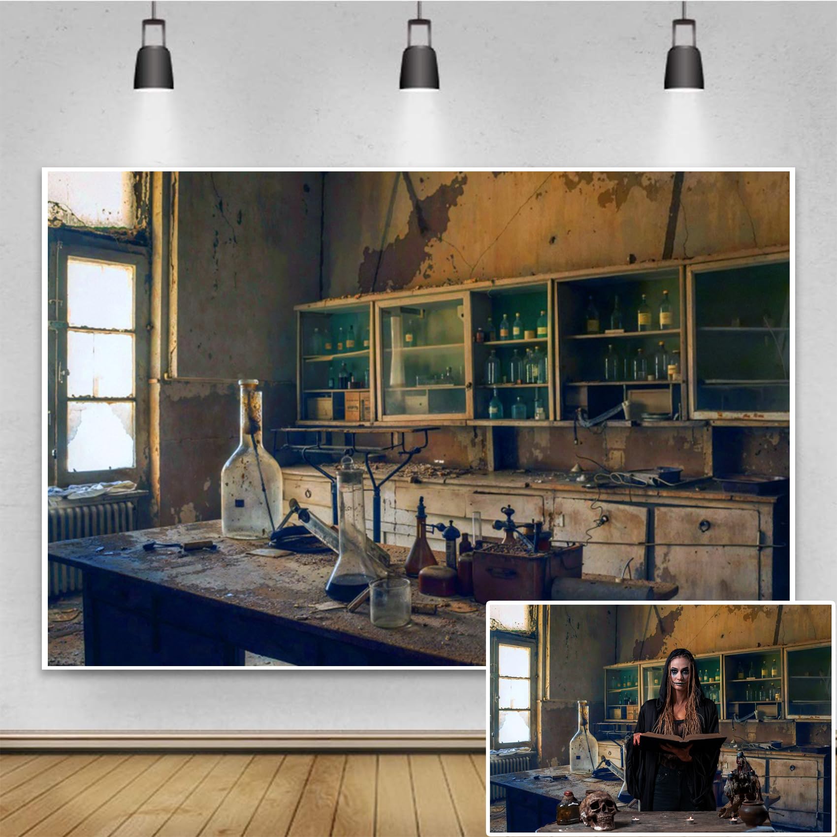 Renaiss12x8ft Abandoned Chemistry Lab Backdrop Laboratory Science Potions Room Photo Background Old School Laboratory Boys Childs Science Lab Theme Party Decorations Kids Photo Props Vinyl Fabric