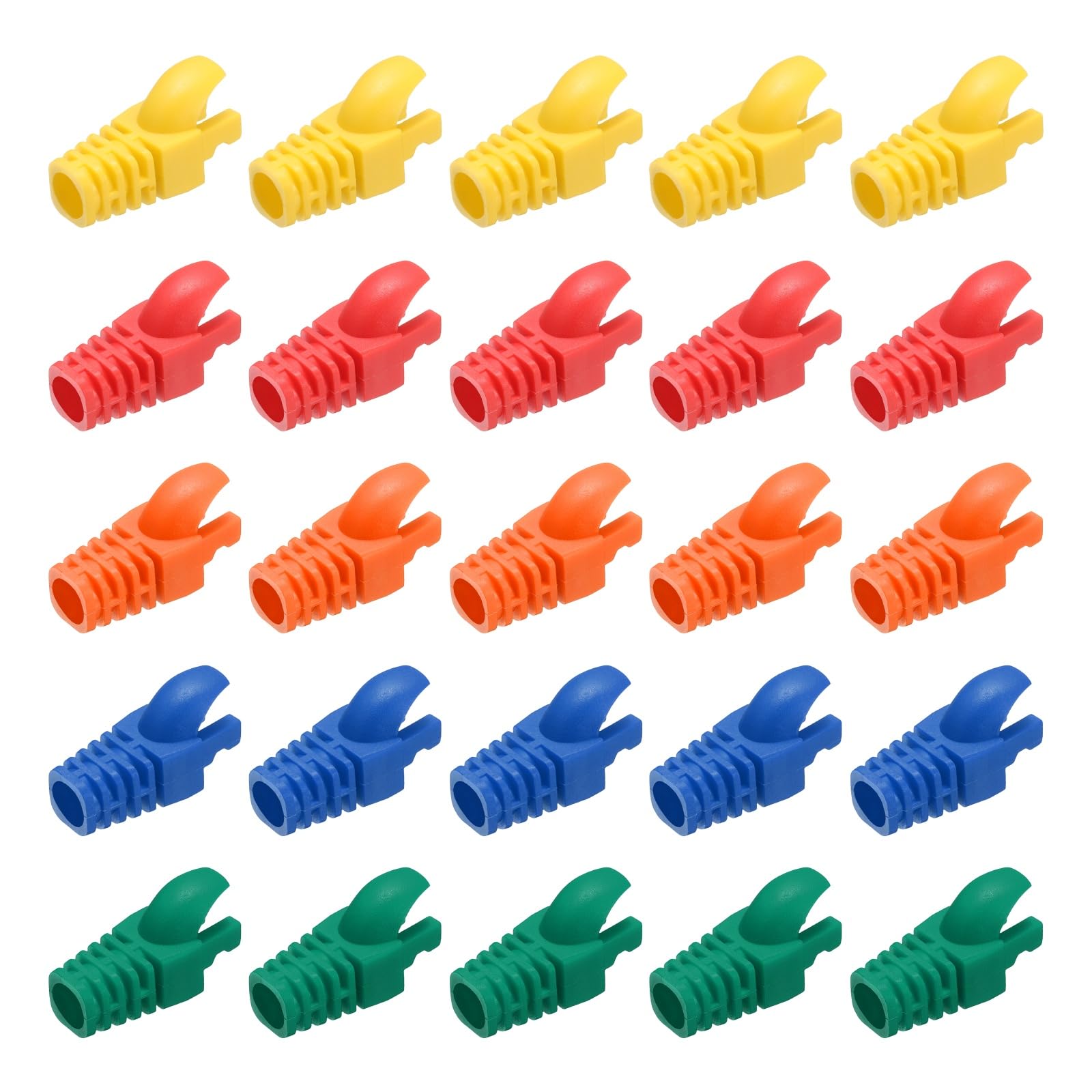 PATIKIL Złącze RJ45 pokrywa 50 szt. Cat5, Cat5E, Cat6, Cat7, kabel sieciowy do łodzi, osłona do laptopów, komputerów, routerów, inteligentnych kamer sieciowych, drukarek, 5 kolorów