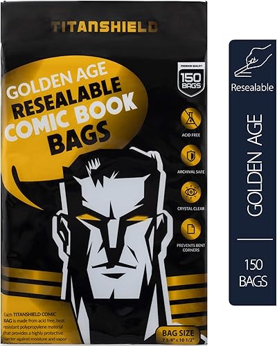 TitanShield Golden Age - Bolsas resellables para cómics (150 unidades)
