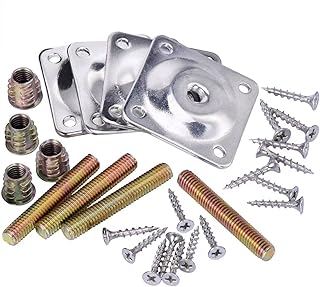 Donuts Leg Mounting Plates Furniture Leg Attachment Plates with Hanger Bolts Screws Strengthen for Sofa Couches Tables Leg Replacement Set of 4