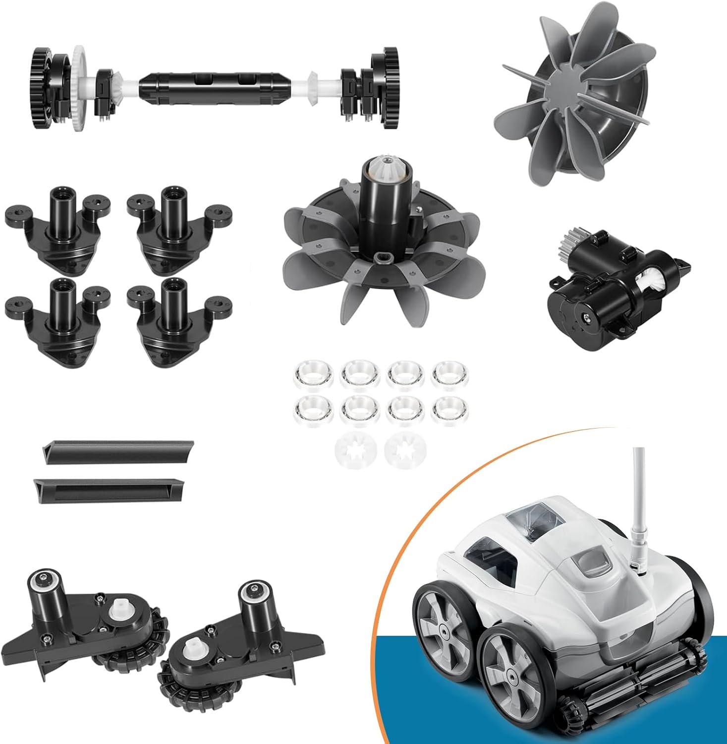 R0995100 Tune Up Rebuild Kit Used for Polaris Quattro P40 P4000 Pool Cleaner, with Drive Shaft, GearBoxs, Axles, Bearings and Cyclonic Turbines