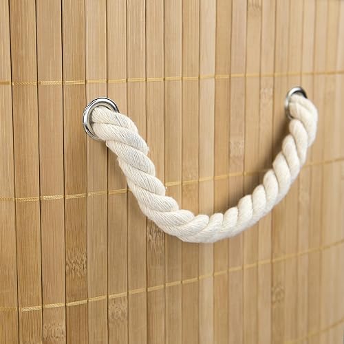 Miniatura 6 de Home Basics Cesta plegable de bambú para lavandería (rectángulo, natural)