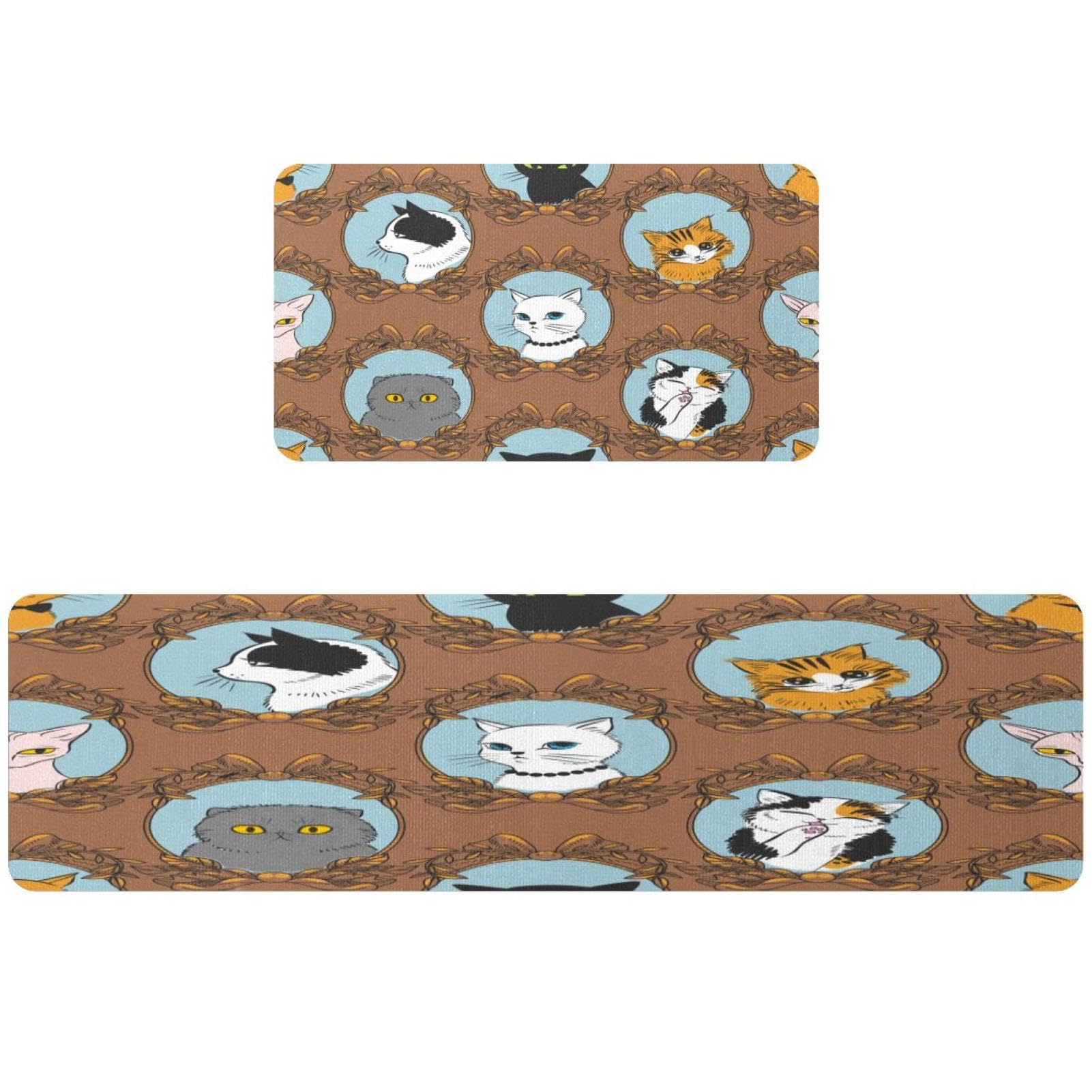 Alfombrillas de cocina para pasillo y cuarto de lavado con diseño de gatos