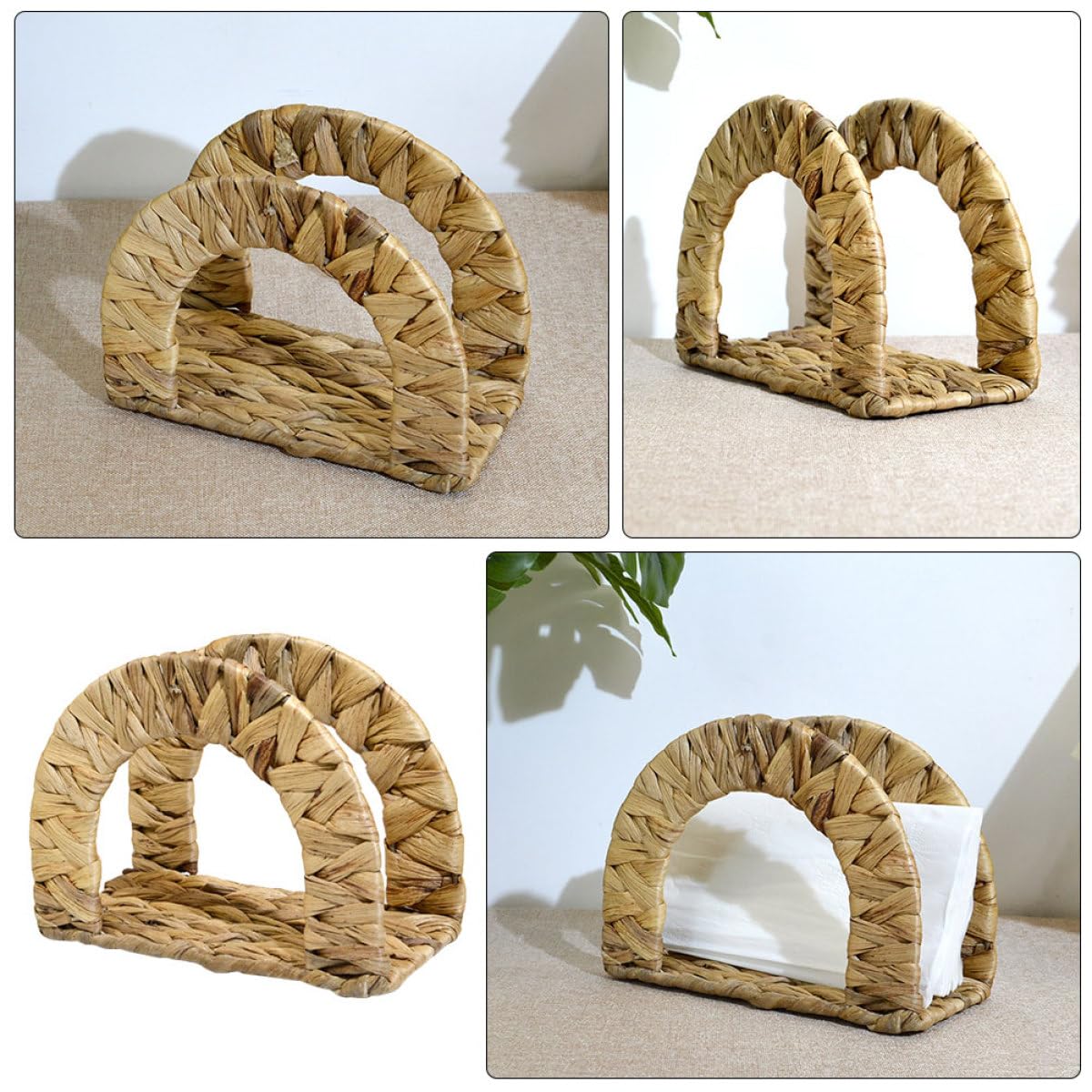 Servilletero Tejido de Mimbre Natural Soporte Decorativo Transparente para Servilletas de Papel Compacto y Reutilizable para Hogar Restaurante y Eventos