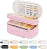 Sooez Large Pencil Case, Expandable Pencil Bag with 6 Compartments, Big Capacity Canvas Pencil Pouch Organizer with Zipper, Portable Stationery Pen Bag, Cute Aesthetic School Supplies For Teen Girls