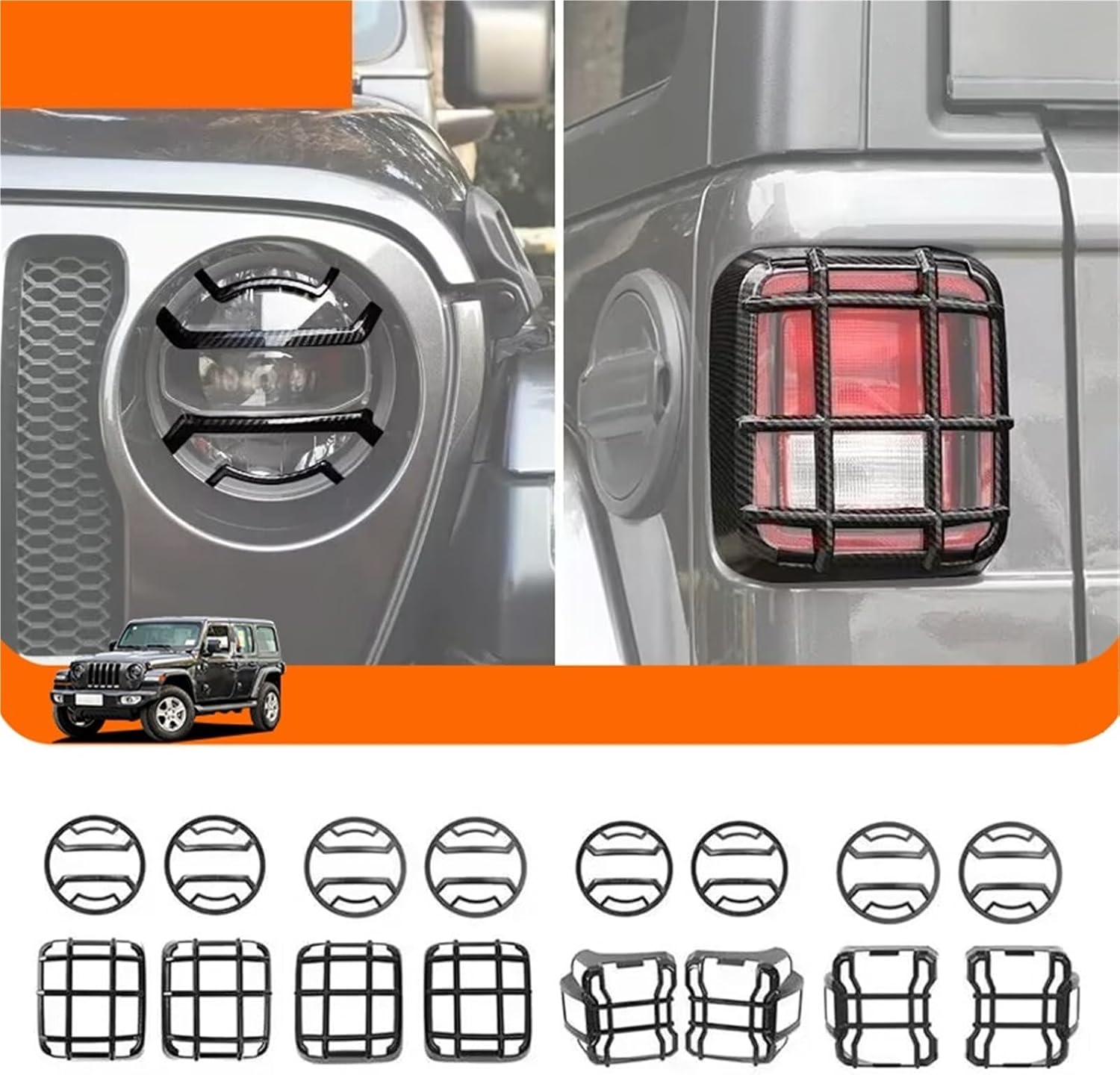 Car Headlight Taillight Light Lamp Guard Decoration Cover Compatible For Jeep Wrangler JL 2018 2019 2020 2021 2022 2023 2024 Up(Taillight black)
