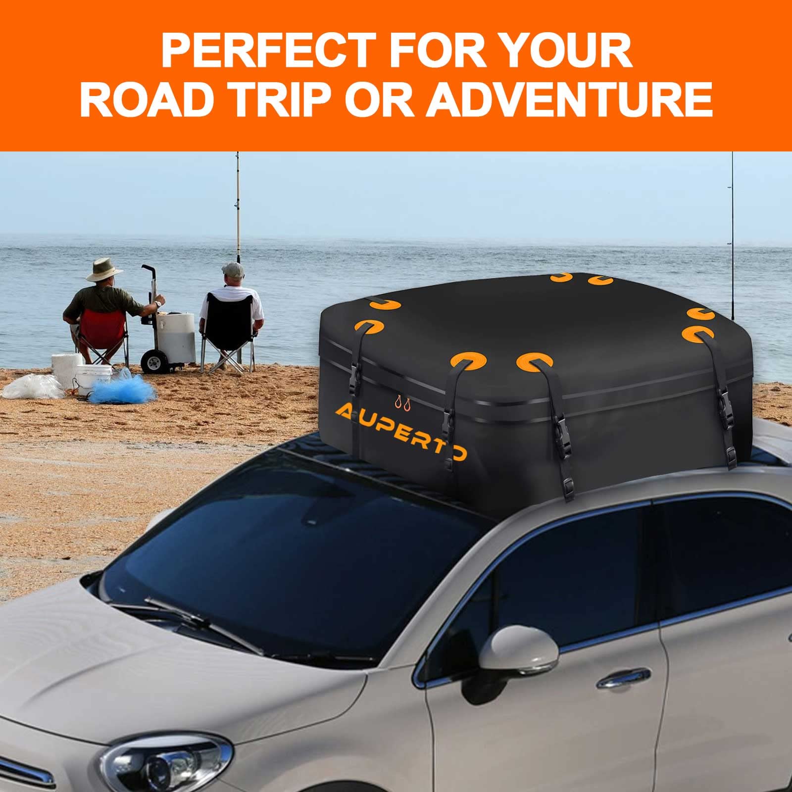 Coffre de Toit de Véhicule, Sac de Toit Voiture Pliable, Haute capacité, Bagage de Toit Étanche 425 L pour Voyager,Tous Les Véhicules avec Porte-Bagages - 95x95x46cm (Noir)
