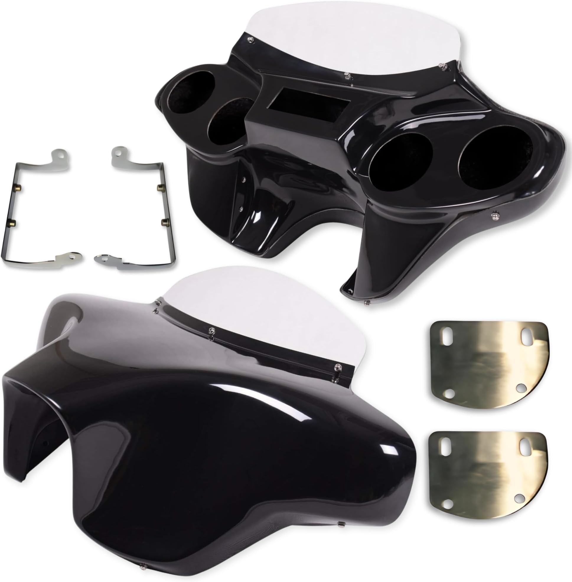 Vector Batwing Fairing Compatible with Honda VTX 1300/1800 - Fiberglass Motorcycle Fairing with 4x5.25" Speaker Cutouts & Honda VTX Motorcycle Windshield
