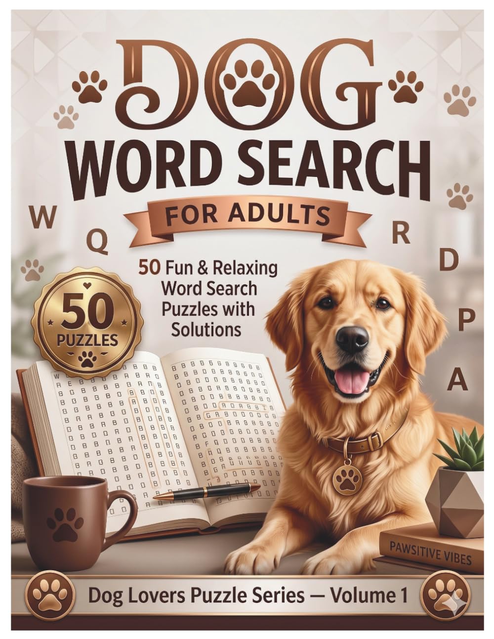 DOG WORD SEARCH FOR ADULTS: 50 Fun & Relaxing Word Search Puzzles with Solutions (Dog Lovers Puzzle Series)