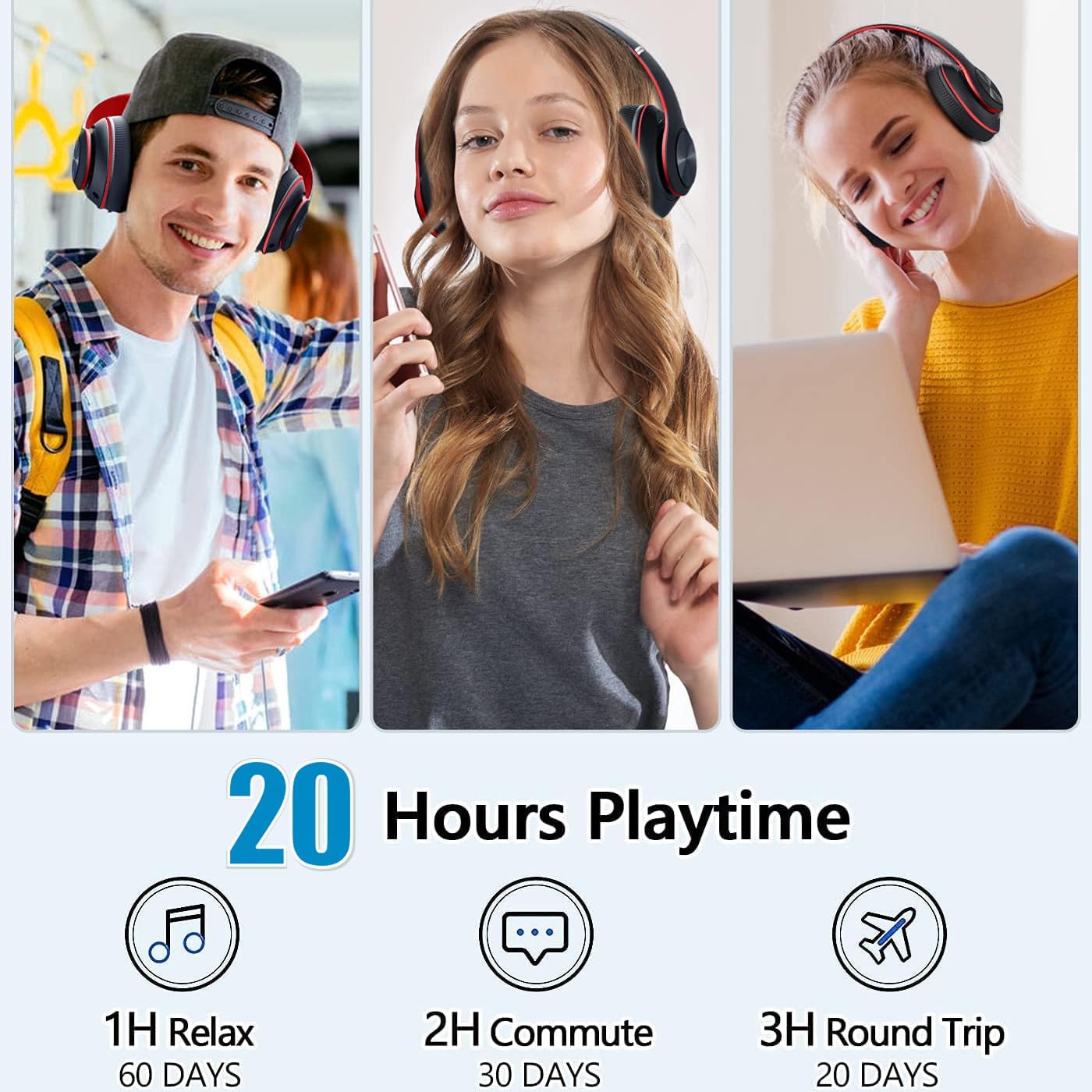 PBAEWE Bluetooth Headphones Over Ear Foldable Wireless Headset Colorful LED Lights Noise Cancelling Headphones Volume Control Wired and Wireless Modes Built in Microphone