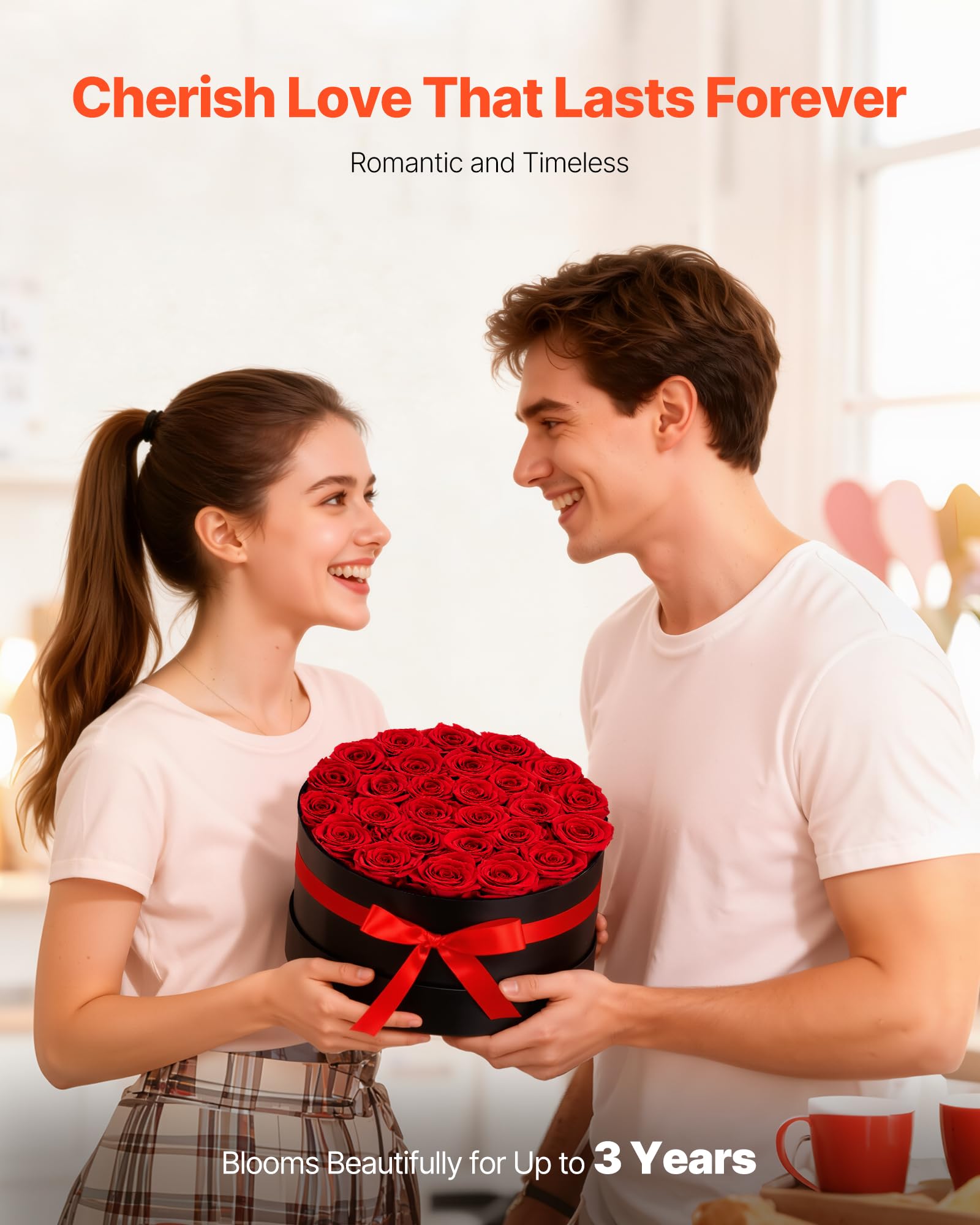VEVOR Forever Flowers, 27 zakonserwowanych róż w pudełku, wieczne kwiaty nieśmiertelny bukiet prezent urodzinowy na dostawę Prime kobiety jej żona matki, rocznica, walentynki, Boże Narodzenie