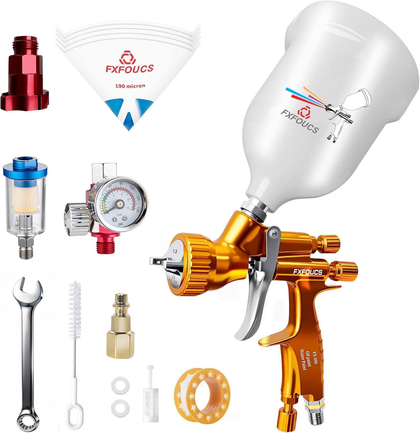 Professional HVLP Forged One-Piece Body Paint Sprayer Kit, 1.3mm Nozzle – High-Efficiency & Low-Overspray for Automotive, Furniture & House Finishing