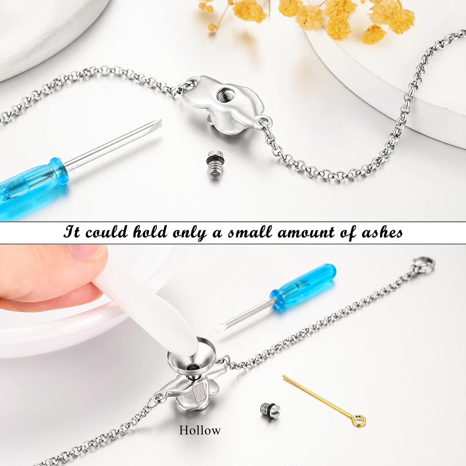 XIUDA Urn Bracelet for Ashes Rose Cremation Bracelet Ashes Holder Bangle Link Chain Ashes Bracelet for Women - Image 4