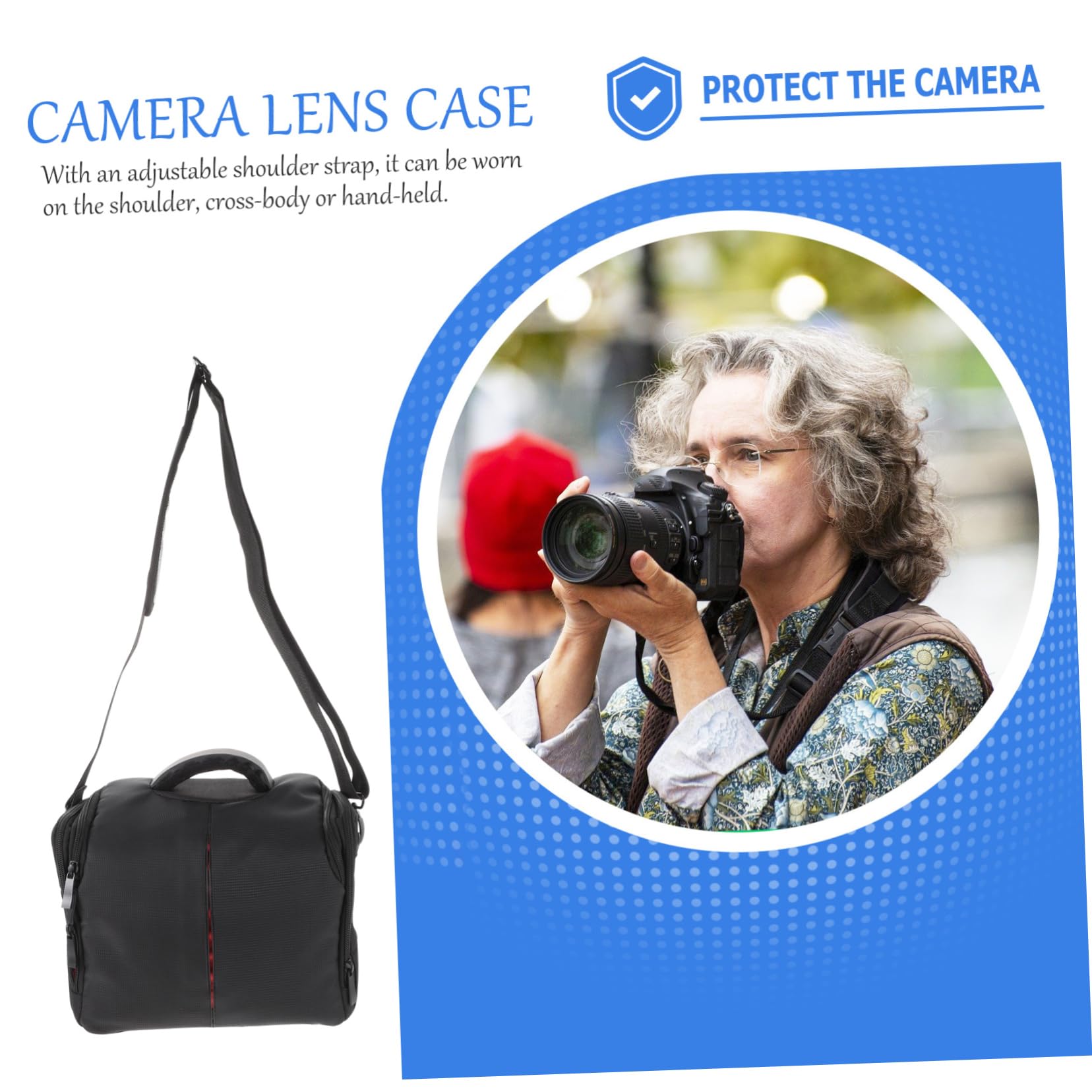 Borsa Fotografica per Reflex, Tracolla Regolabile, Tasche Interne e Copertura Antipioggia, in Nylon Nero per Accessori Foto