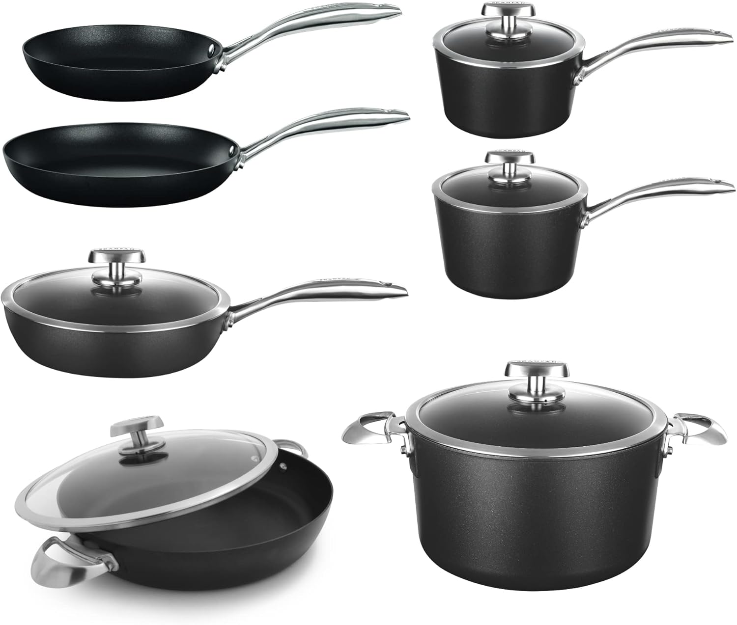 SCANPAN Pro IQ 12Piece Cookware Set EasytoUse Nonstick