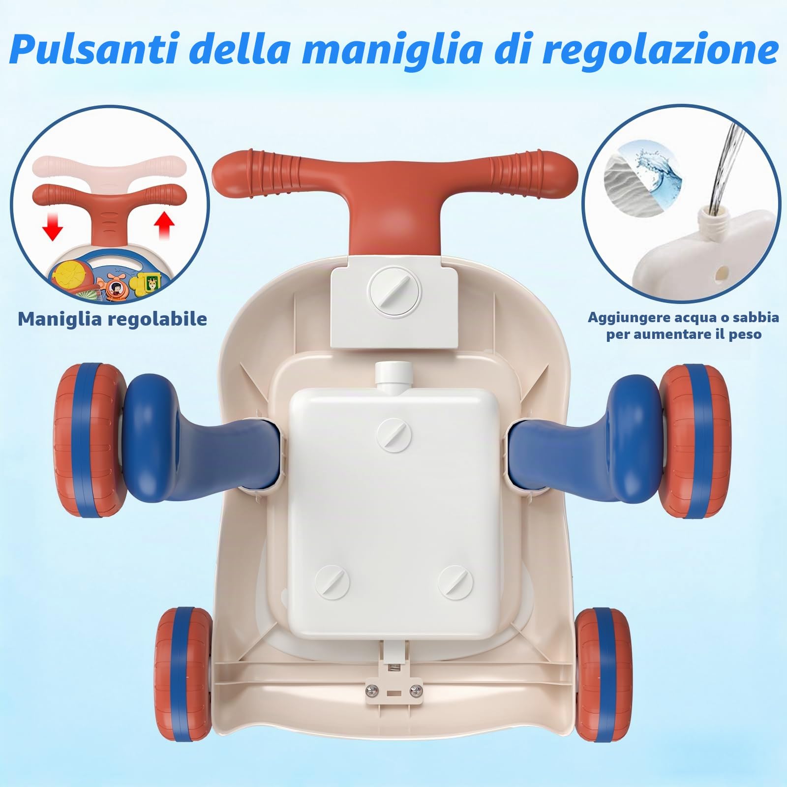 QDRAGON 3 in 1 Girello per Bambini, Centro Di Attività Educativa per Imparare a Camminare, Seduti, In Piedi, Neonato Gioco Educativo, Primi Passi per Bambini, Giochi Bambini 12-36 Mesi, Blu