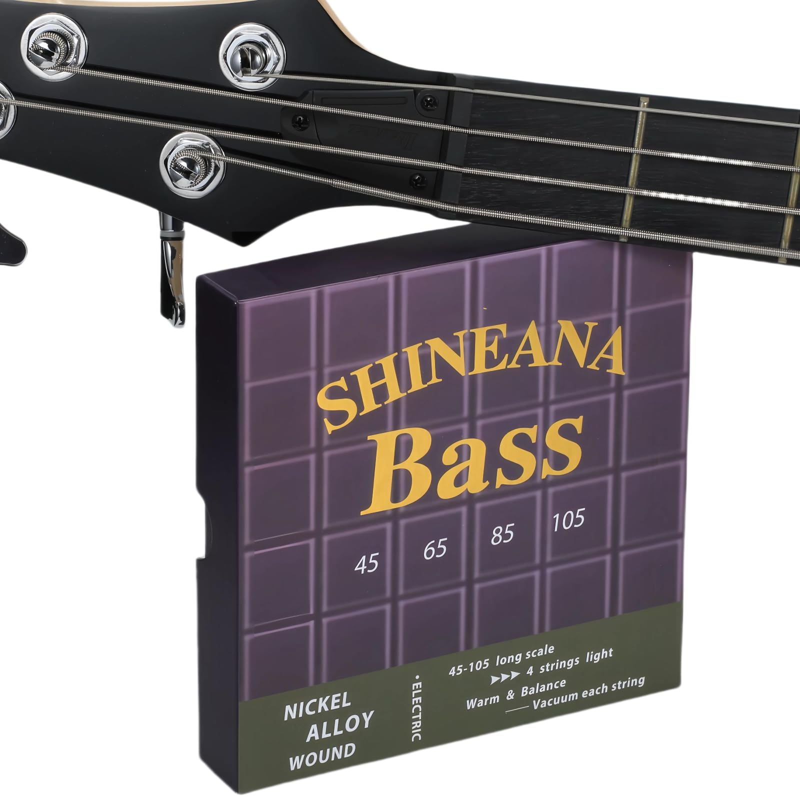 4-String Electric Bass Strings - Nickel Alloy Wound with German Hex Steel Core, Silver