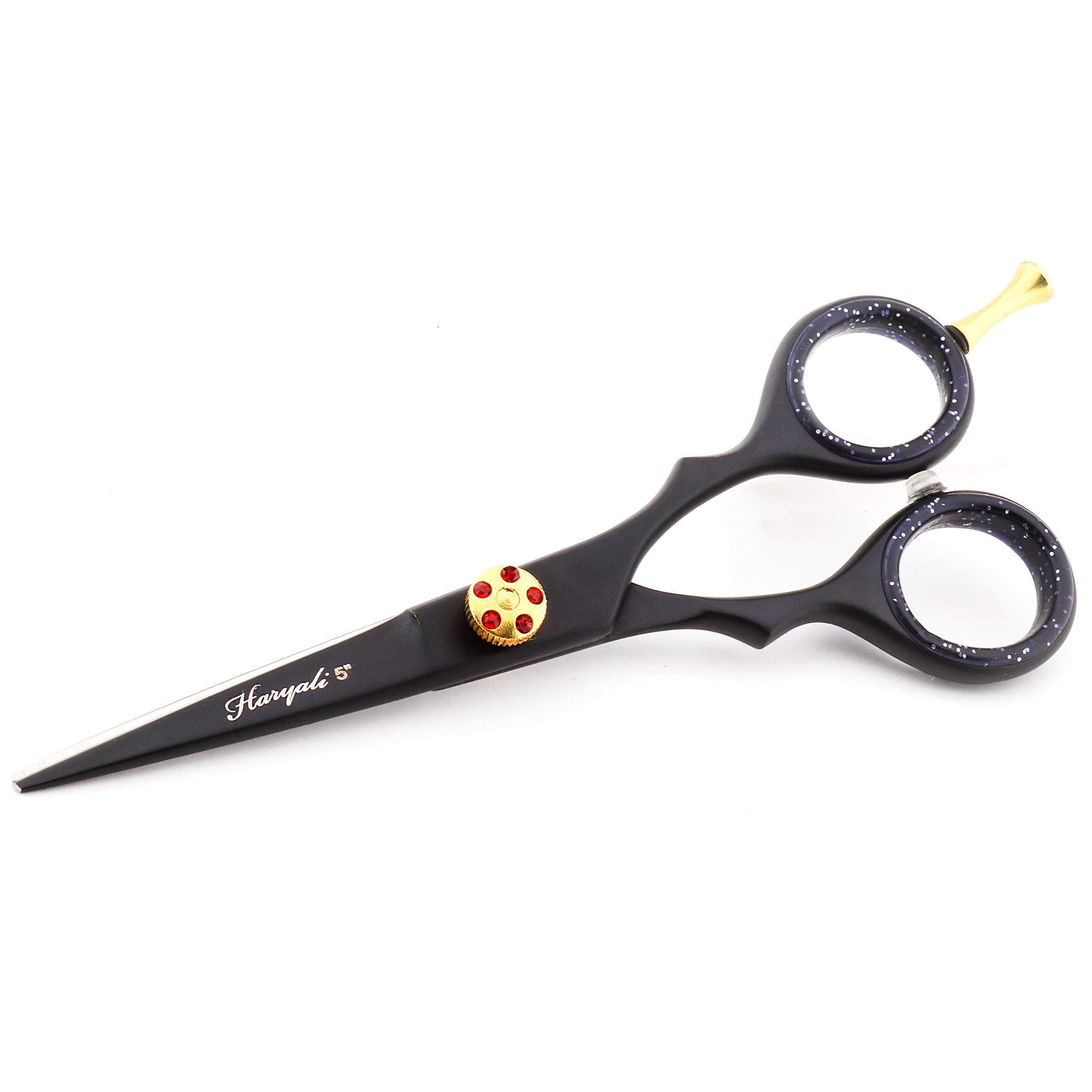 The Body Tools Men's Silver,Black Haryali Hairdressing Scissor/Hair Cutting Scissors Shears For Barber Salon And Professional Hairdressers - 5" Stainless Steel Matt Black Coated Beard, Mustache Trimming Scissors With Adjustt Screw