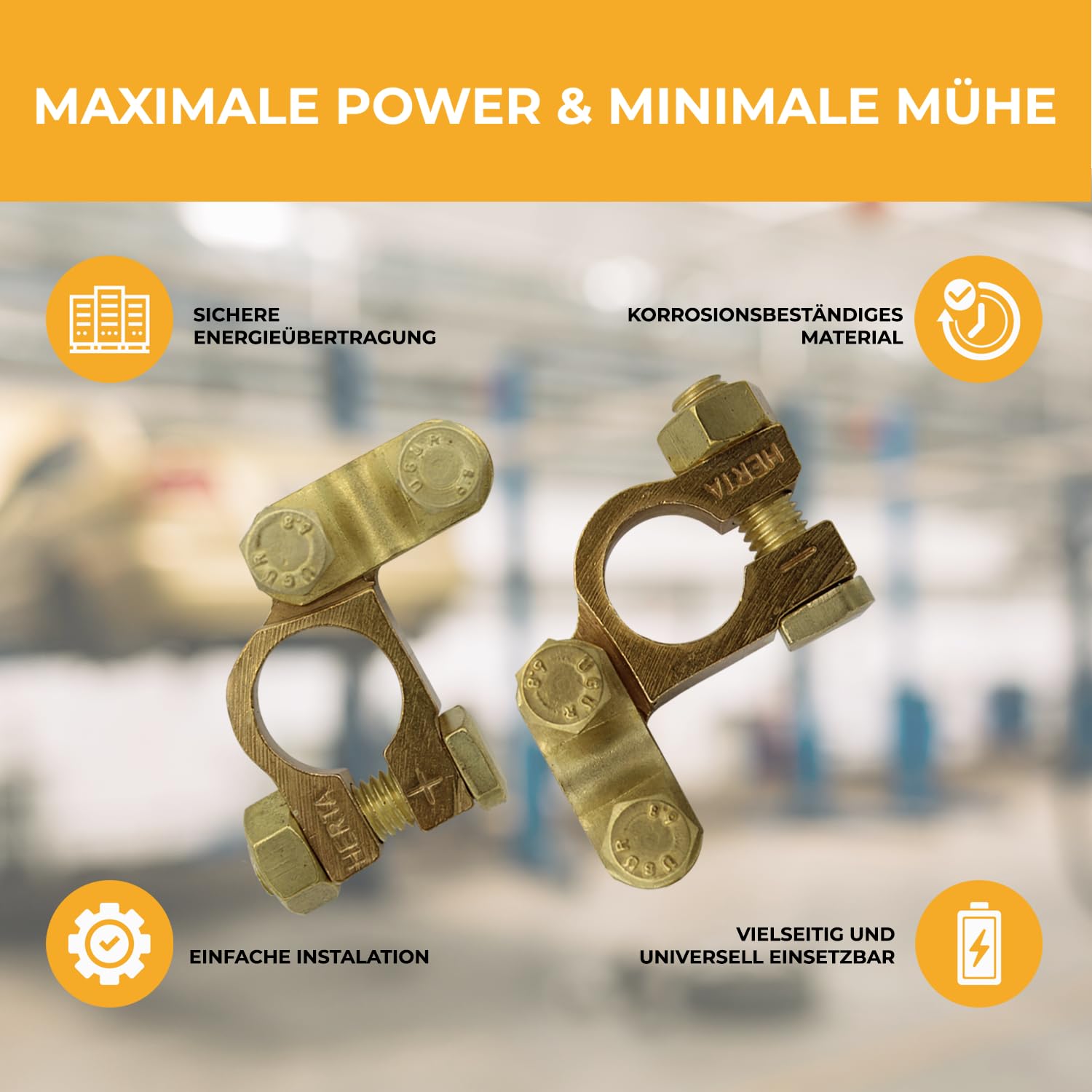10 Paar Premium Batteriepolklemmen Polklemmen aus hochwertigem Kupfer für Autobatterie Bootbatterie Wohnmobilbatterie Ladegerät bis 24V Batterie Klemmen