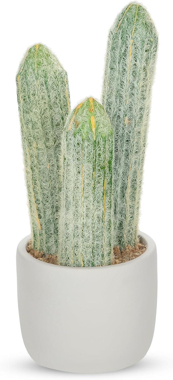 DILATATA 16.5" Small Fake Cactus Plant Potted 'Prickly Pear Cactus' Faux Cacti for Home Garden Office Decor Housewarming Gifts